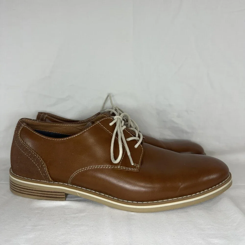St John's Bay Shoes Mens Size 10.5 Brown Oxford Slater Memory Foam Dry+Cool